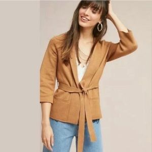 Belted Open-Front Women's Sweater Cardigan - Camel
